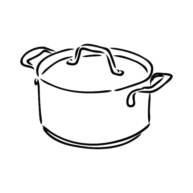 Symbole de croquis de casserole dessiné à la main. Élément De Pot De Vecteur Dans Un Style Branché.