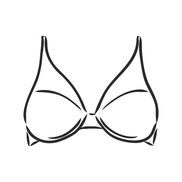 Symbole de croquis de soutien-gorge de femmes dessinés à la main isolé sur fond blanc