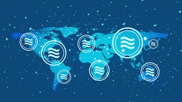 Symbole De Crypto-monnaie Balance Sur Fond Mondial