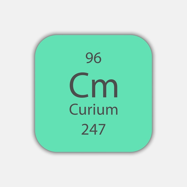 Vecteur symbole curium élément chimique du tableau périodique illustration vectorielle