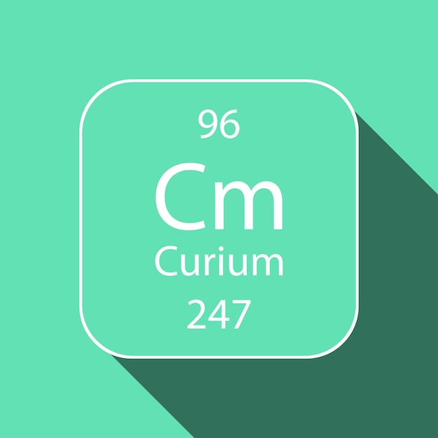 Vecteur symbole curium avec ombre portée élément chimique du tableau périodique illustration vectorielle