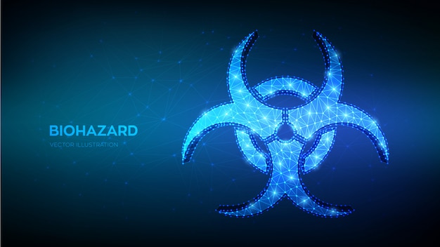 Symbole de danger biologique. Biohazard abstrait polygonal faible, épidémie, alerte au virus, signe de quarantaine.