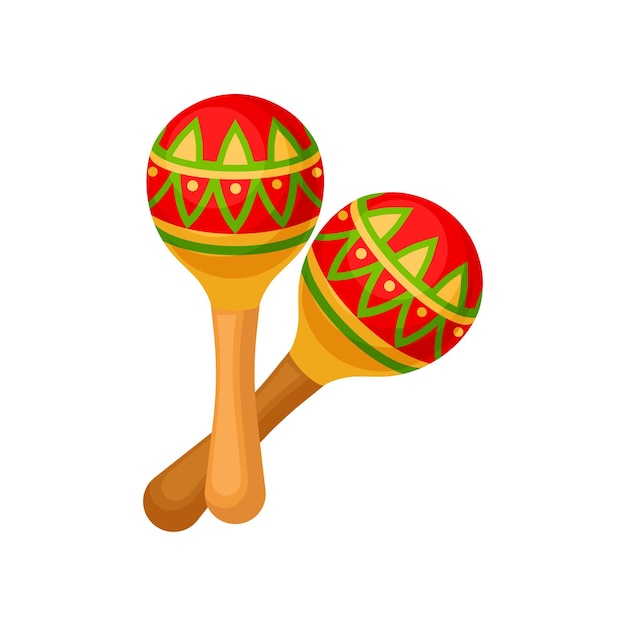 Symbole de deux maracas aux couleurs vives du Mexique vector Illustration sur fond blanc