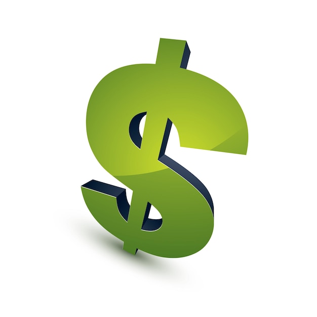 Vecteur symbole de dollar en trois dimensions, icône de vecteur de thème financier et bancaire. argent comptant signe 3d.
