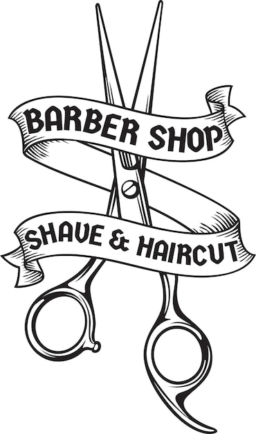 Symbole du barbier Se raser et se couper les cheveux Signature avec des ciseaux