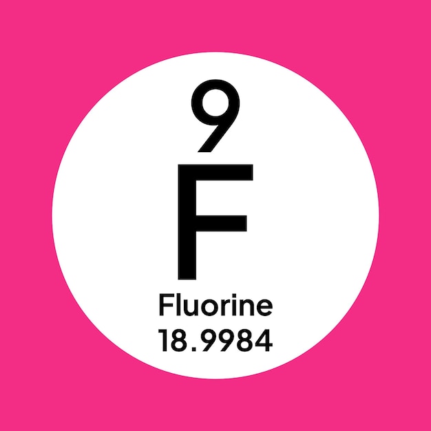 Symbole du fluor Élément chimique du tableau périodique Illustration vectorielle stock