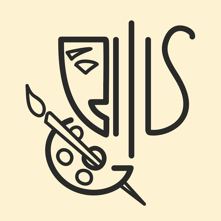 Vecteur le symbole du logo du théâtre mask lyre arts icône vectorielle