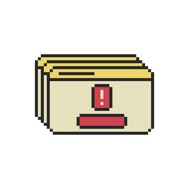 le symbole du panneau d'avertissement pixel art