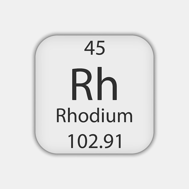 Symbole du rhodium Élément chimique du tableau périodique Illustration vectorielle