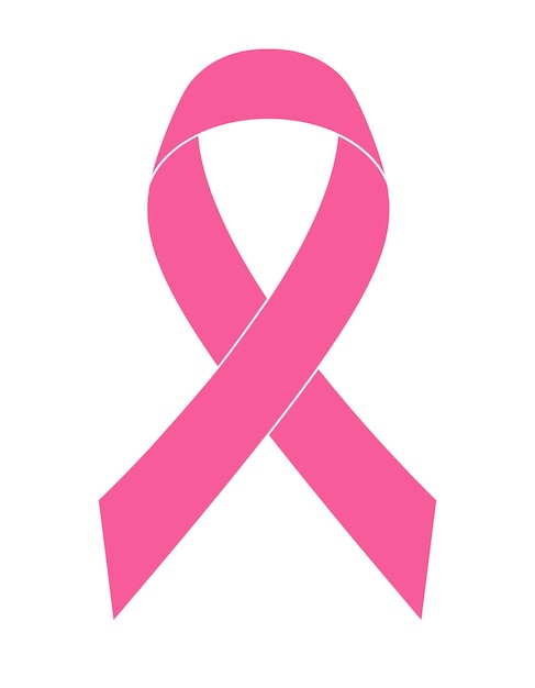 Vecteur symbole du ruban rose de l'illustration vectorielle de la maladie du cancer du sein isolée sur fond