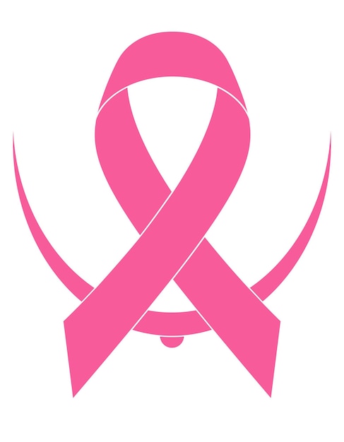 Vecteur symbole du ruban rose de l'illustration vectorielle de la maladie du cancer du sein isolée sur fond