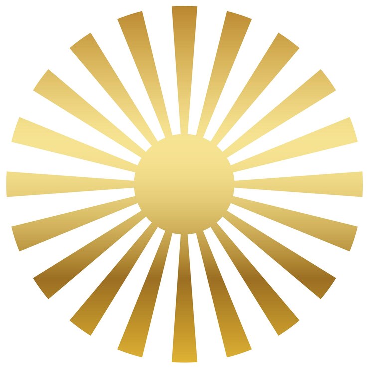 Symbole du soleil levant vintage japonais isolé sur fond blanc Illustration vectorielle