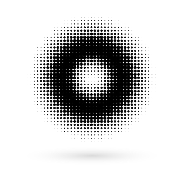 Vecteur symbole d'éléments de conception icône modifiable motif de cercle de demi-teintes noir sur fond blanc illustration vectorielle eps 10 avec des points aléatoires forme graphique de données de points pour la page de mise en page du livret bannière de newsletters