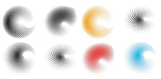 Symbole d'éléments de conception de jeu Motif de cercle de points de cadre de demi-teinte modifiable sur fond blanc Illustration vectorielle eps 10 cadre avec des points aléatoires noirs Icône de bordure ronde utilisant le texte de points de cercle de demi-teinte