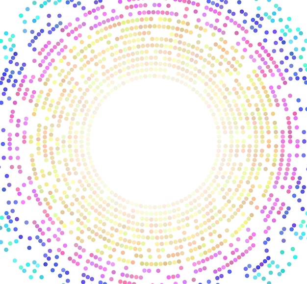 Vecteur symbole d'éléments de conception modèle de cercle à demi-ton de couleur modifiable sur fond blanc illustration vectorielle eps 10 cadre avec gradient aléatoire de l'arc-en-ciel borde ronde icône utilisant des points de cercle a demi-ton