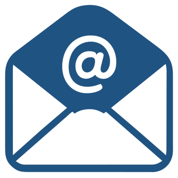 Le symbole de l'email est une icône blanche.