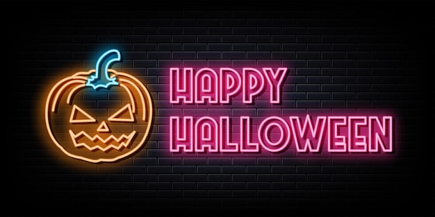 Symbole et enseigne au néon joyeux halloween