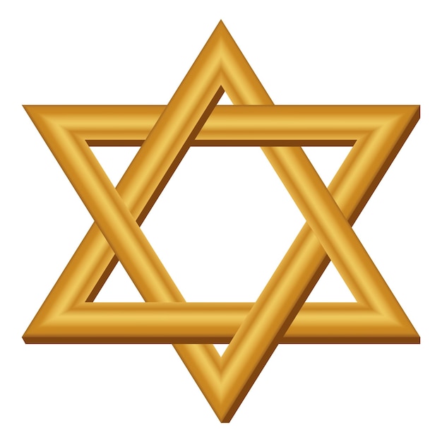 Symbole étoile de David Symbole religieux juif israélien doré Illustration du signe du judaïsme