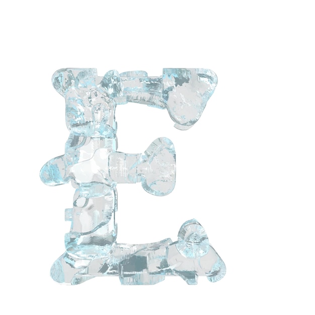Symbole fait de glace brisée lettre e