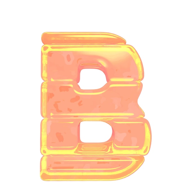 Symbole fait de glace de couleur orange lettre b