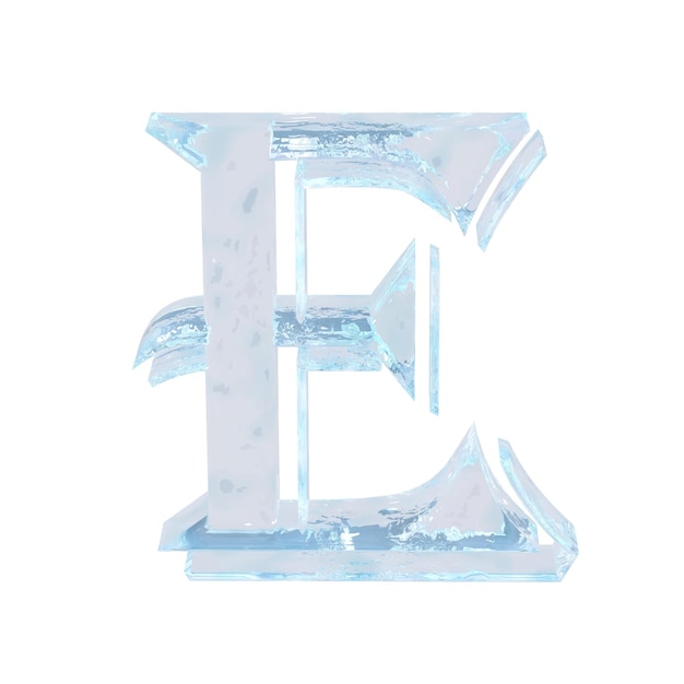 Symbole fait de glace lettre e