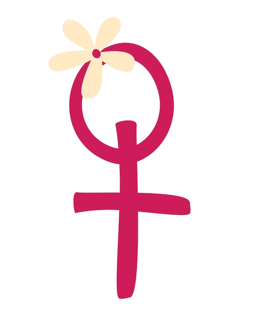 Vecteur symbole féminin avec une fleur. pouvoir des filles. égalité des genres. féminisme.