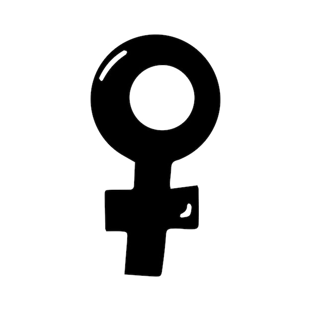 Symbole féminin mignon de griffonnage dessiné à la main. Isolé sur fond blanc. Illustration vectorielle de stock.