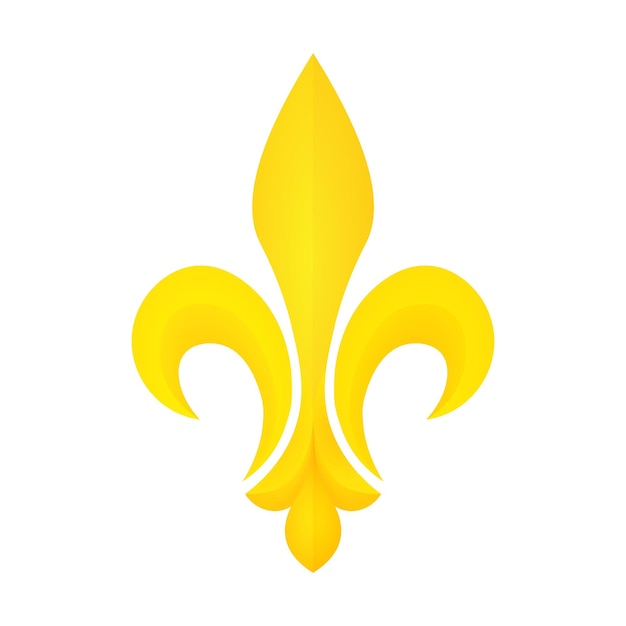 Symbole de fleur de lys doré. Icône de mardi gras ou mardi gras. Élément héraldique.