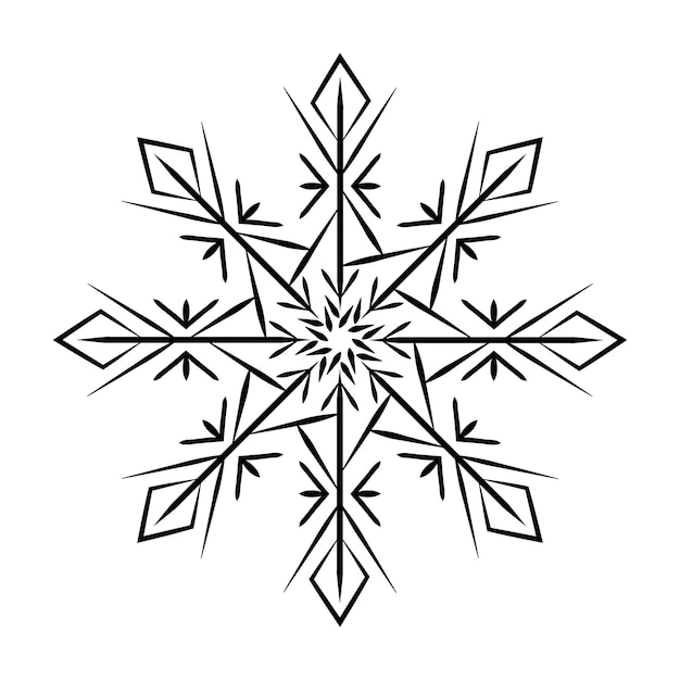Symbole D'un Flocon De Neige De Noël. Flocon De Neige Noir Sur Un Motif De Fond Blanc.