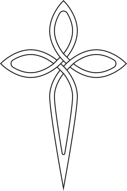 Vecteur symbole de foi église chrétienne croix contours gracieux