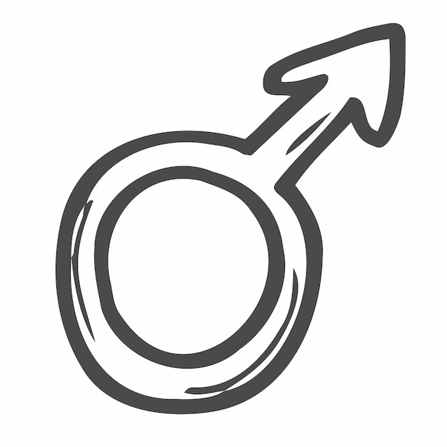 Vecteur symbole de genre dessiné à la main croquis du signe masculin dans le style doodle