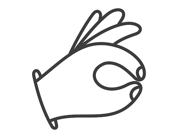 Vecteur symbole de griffon isolé vectoriel d'une main humaine drôle faisant un geste ok avec les doigts