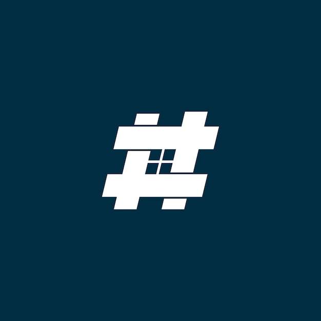 Vecteur symbole de hashtag avec le logo de la fenêtre de la maison illustration de conception de l'icône