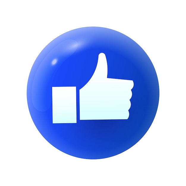 Symbole d'icône de boule de pouce vers le haut de vecteur et icône de signe de communication de médias sociaux