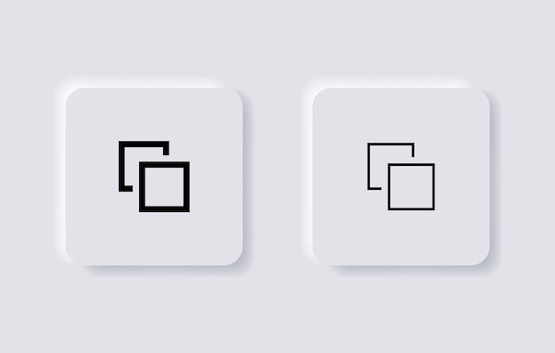 Vecteur symbole d'icône d'onglet de couche ou couche de fenêtre onglets icônes dans les boutons de neumorphisme interface utilisateur neumorphique ux