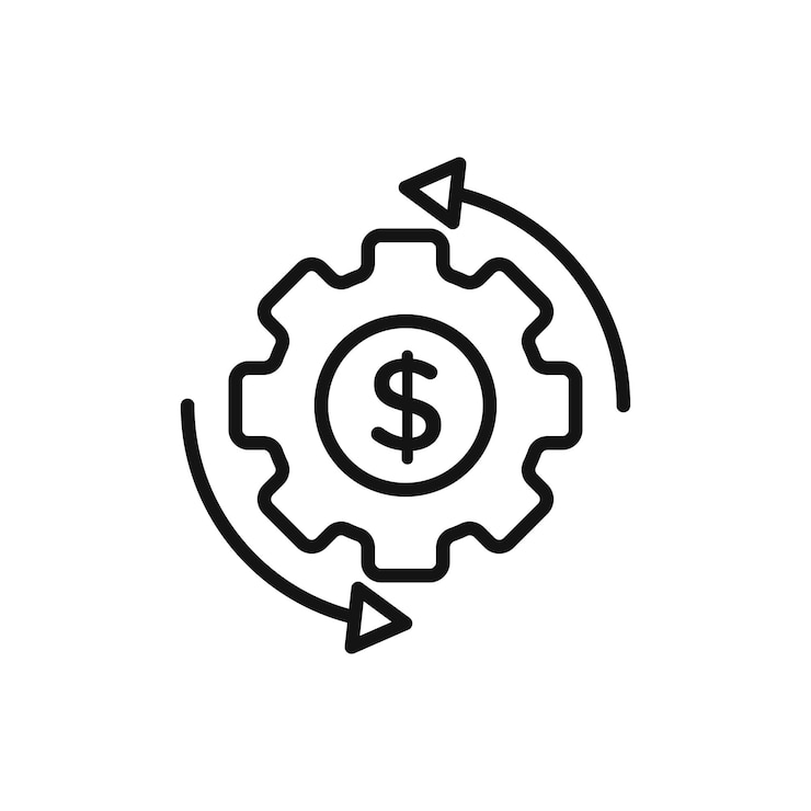 Vecteur symbole de l'icône d'optimisation des coûts sur fond blanc