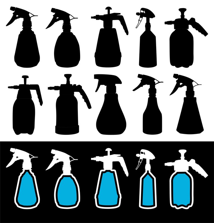 Vecteur symbole de l'icône de la silhouette du nettoyeur de pulvérisateur d'ensemble illustration vectorielle de la conception du service de nettoyage