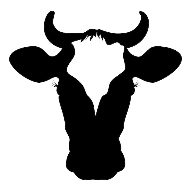 Symbole de l'icône de la silhouette de la tête de vache Illustration vectorielle