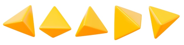 Symbole ou icône de triangle jaune 3D avec différents angles Figure géométrique forme de triangle Vecteur