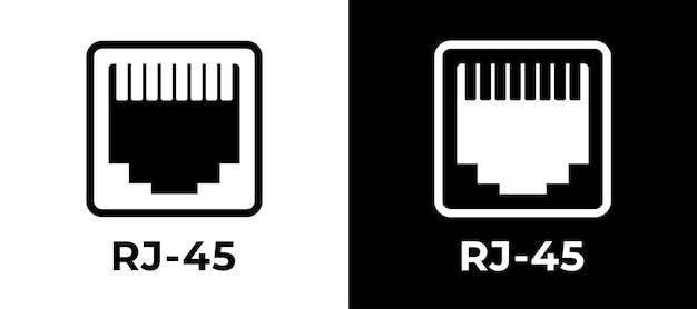 Vecteur symbole d'icône vectorielle rj45 connexion de câble rj45 pour ethernet et pc