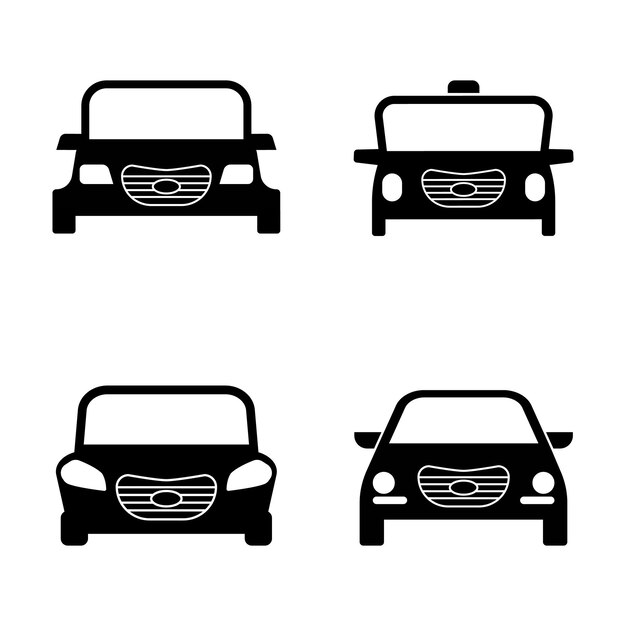 Vecteur symbole d'icône de vue de face de voiture