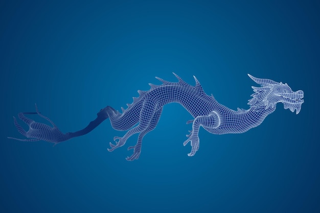 Symbole de l'illustration 3d du vecteur de cerf-volant de dragon volant long du nouvel an chinois