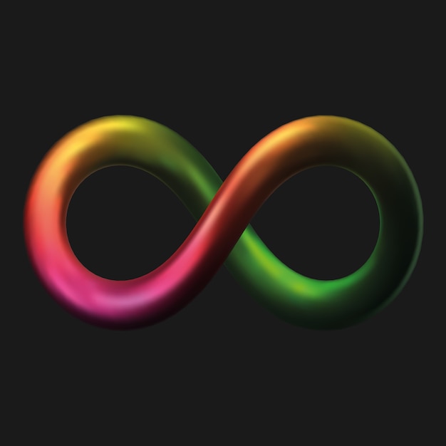 Symbole de l'infini en métal de style 3D. illustration