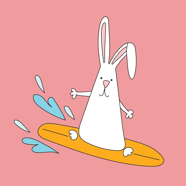 Symbole De Lapin De 2023. Lapin Sur Le Modèle De Calendrier De Surf.