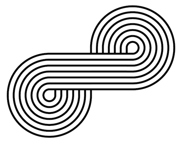 Symbole de ligne noire géométrique à l'infini dans le style du milieu du siècle