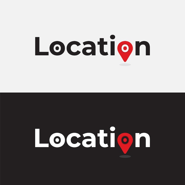 Symbole de localisation rouge et noir avec des marqueurs de carte de typographie de localisation illustration de symbole de location