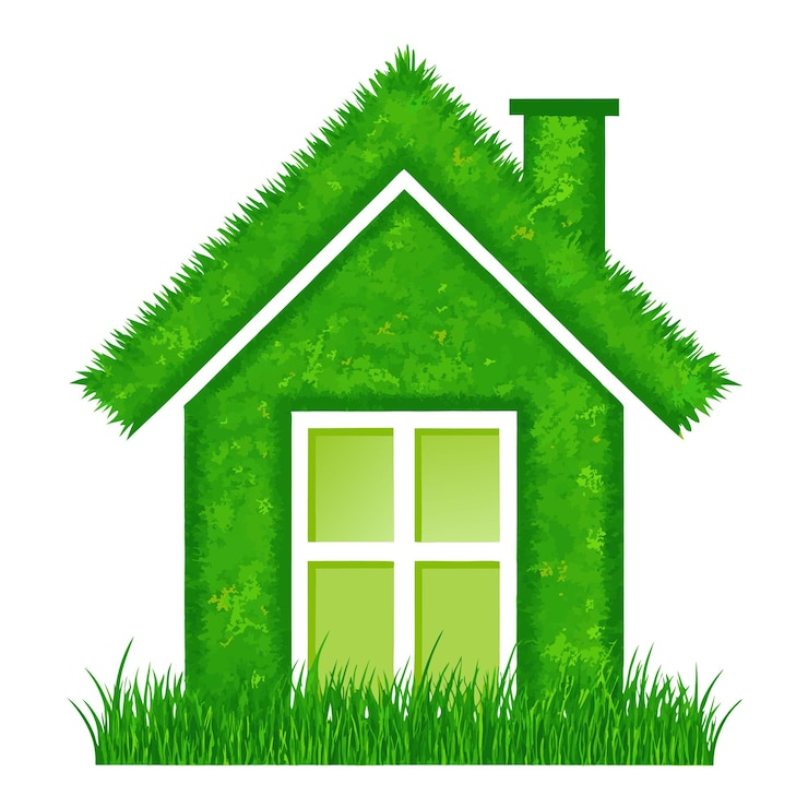 Vecteur symbole de la maison à l'herbe texturée