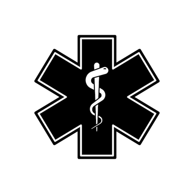 Vecteur symbole médical d'urgence. icône de signe médical isolé de vecteur avec serpent. symbole d'étoile médicale. signe de l'étoile de la vie. eps 10