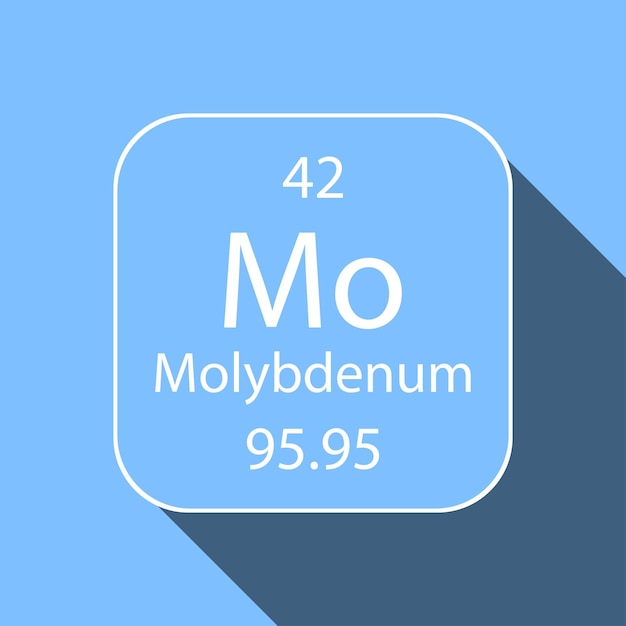Symbole de molybdène avec ombre portée Élément chimique du tableau périodique Illustration vectorielle