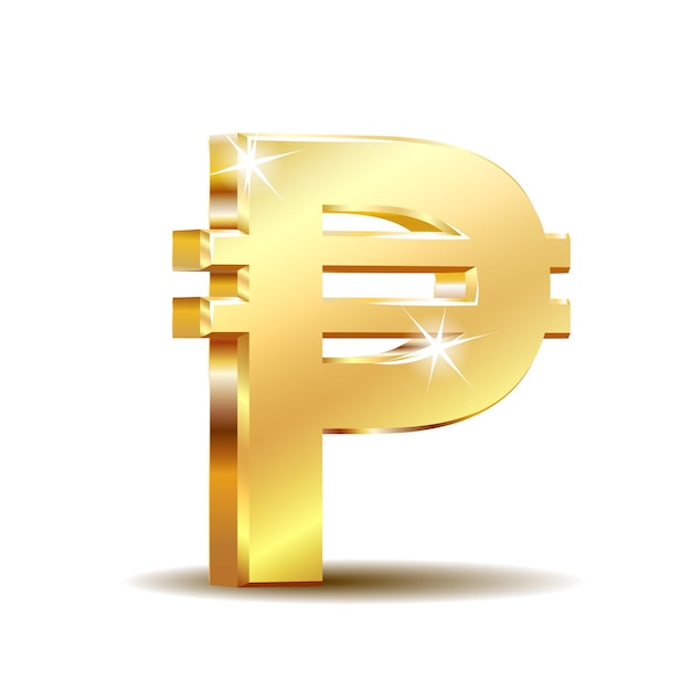Vecteur symbole monétaire du peso philippin signe d'argent doré